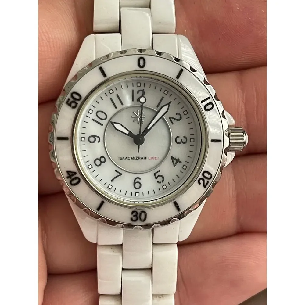 Isaac Mizrahi Live White Ceramic Quartz Women’s Wristwatch Japan Movement
